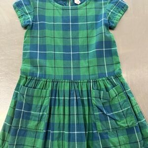 Tea Collection Green and Blue Plaid lined girls Dress